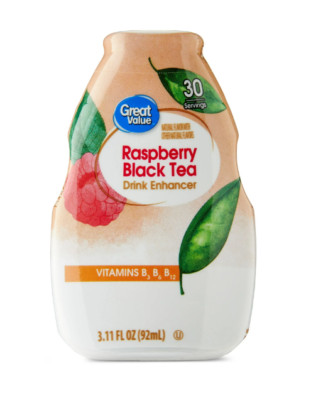 Great Value Raspberry Black Tea Drink Enhancer, 3.1 floz Pack of 6