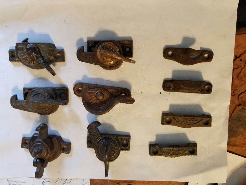  Antique Cast Iron Window Sash Locks/Catches , Victorian, Eastlake 