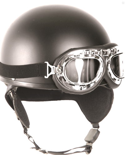 CASCO SCODELLA NERO CON OCCHIALI MIL-TEC LUCIDO NON OMOLOGATO TAGLIA S |  eBay