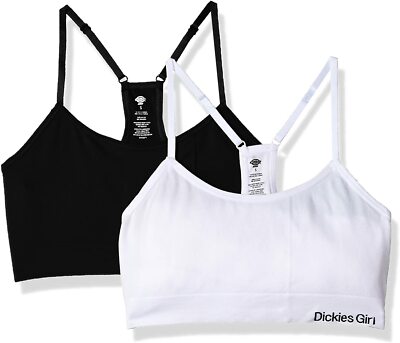 Dickies Girl Women's Seamless Bralette 2 Pack Bra - Black and White Bra Set-NWT