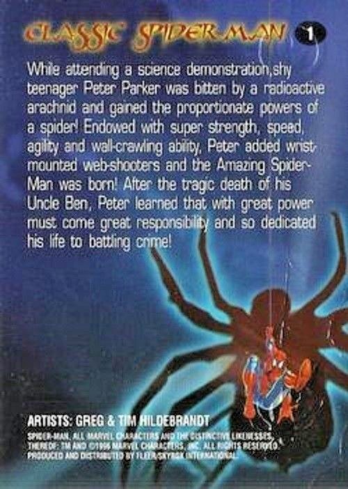 SPIDERMAN PREMIUM 1996 CARDS 1 TO 100 BY FLEER / SKYBOX CHOOSE