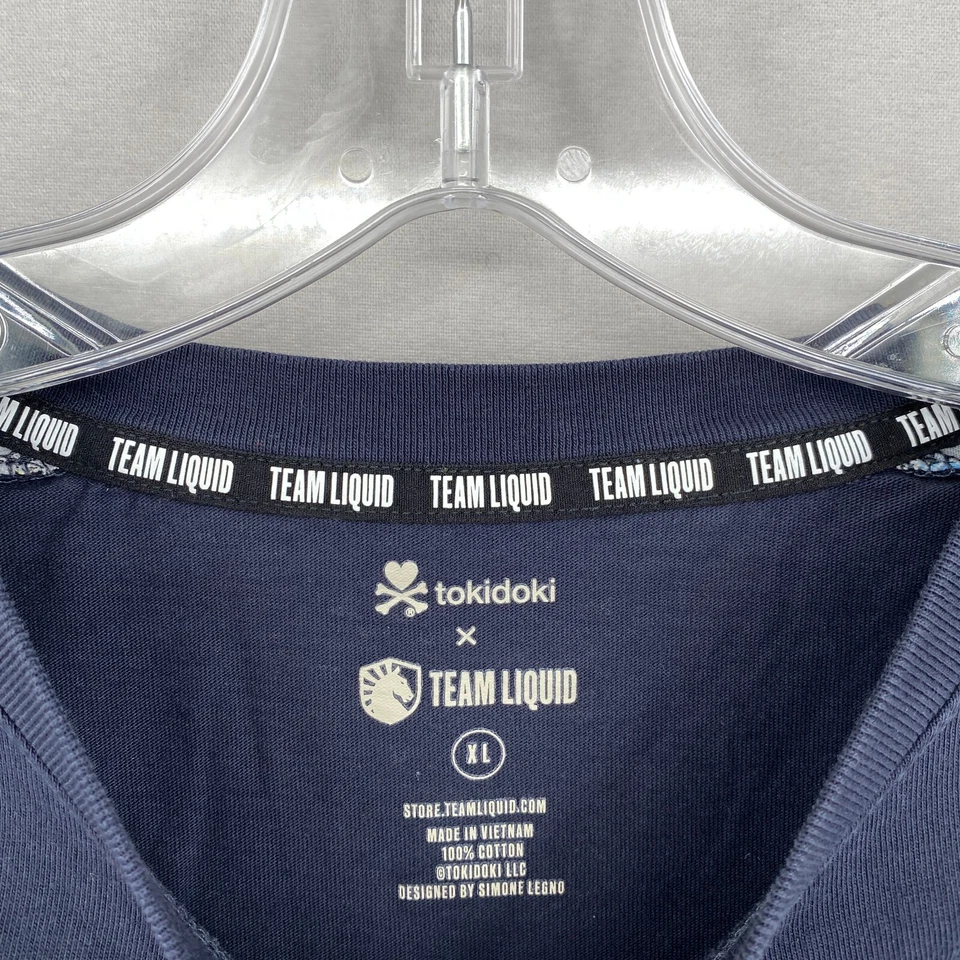 Camisa líquida Tokidoki Team para hombre XL azul cuello redondo manga corta jugador para juegos Foto 3 de 4