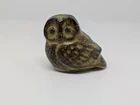 Vintage OMC Miniature Stoneware Owl Bird Brown Speckled 1.5”