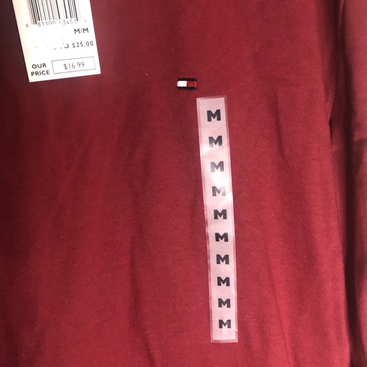 Vintage TOMMY HILFIGER LONG SLEEVE T SHIRT M Y2K 2002 Red Outlet