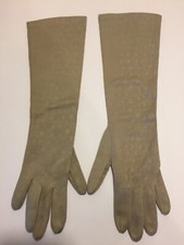 Vtg Hansen 14  Length Beige Nylon Textured Faux Snake Skin Gloves