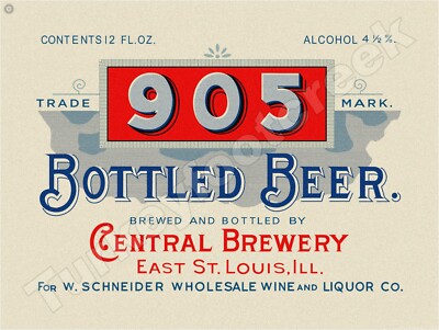 905 Bottled Beer Label Central Brewery 18'' x 24'' Metal Sign
