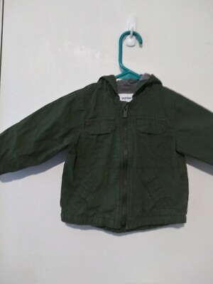 Old Navy Baby Boys Green Jacket With Hood And Zipper Size 12-18 Months 