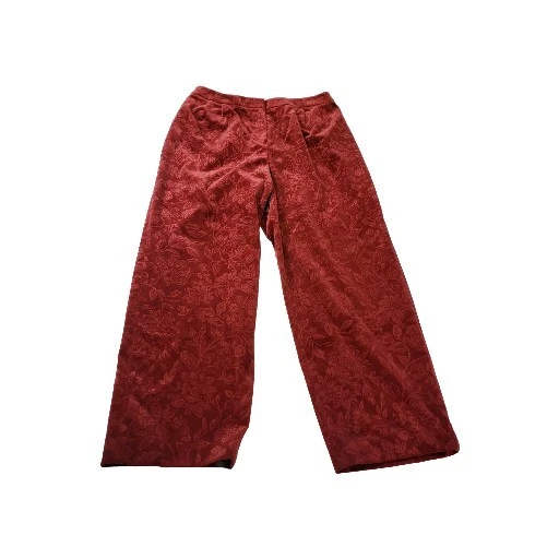 Vtg Talbots Pants Womens 20W Velvet Burnout Floral Paisley Rust Red Career  - Image 2 of 4