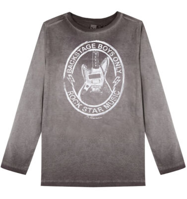 3 pommes Jungen Langarmshirt T-Shirt Langarm Gitarre gris anthracite
