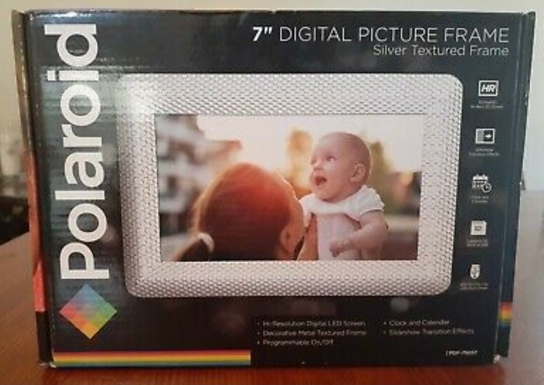 Polaroid 7 Inch Digital Picture Frame with Hi-Res LED Screen in Silver Textured Finish-image