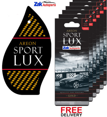 Areon Sport LUX Qualität Parfüm/Köln Karton Auto Lufterfrischer GOLD - 6 PK