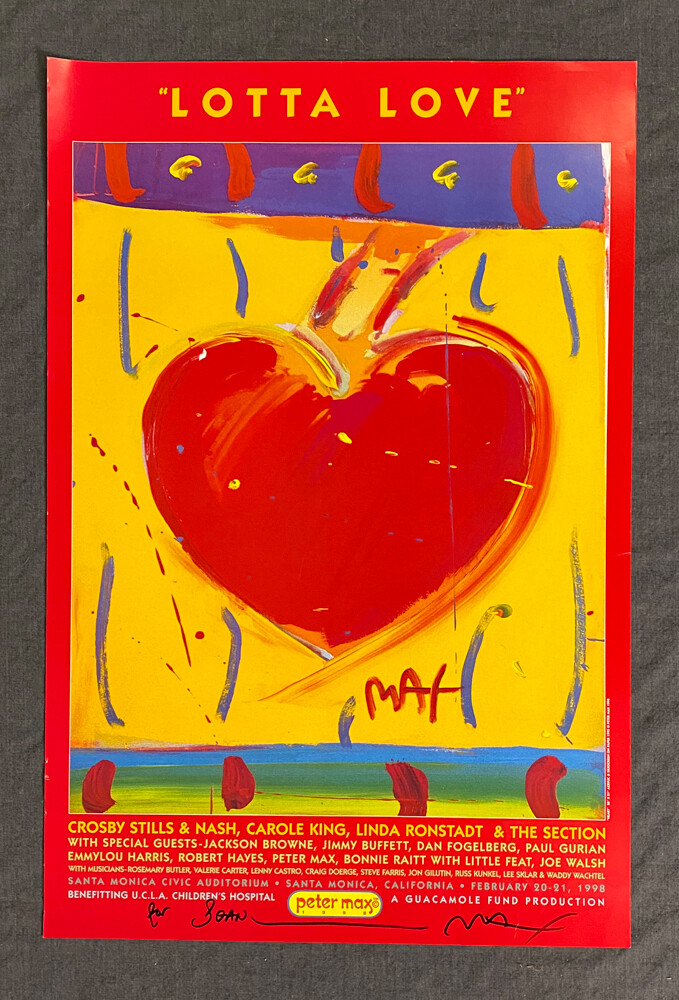 Peter Max Poster Lotta Love 1998 Signed and Dedicated Poster Art