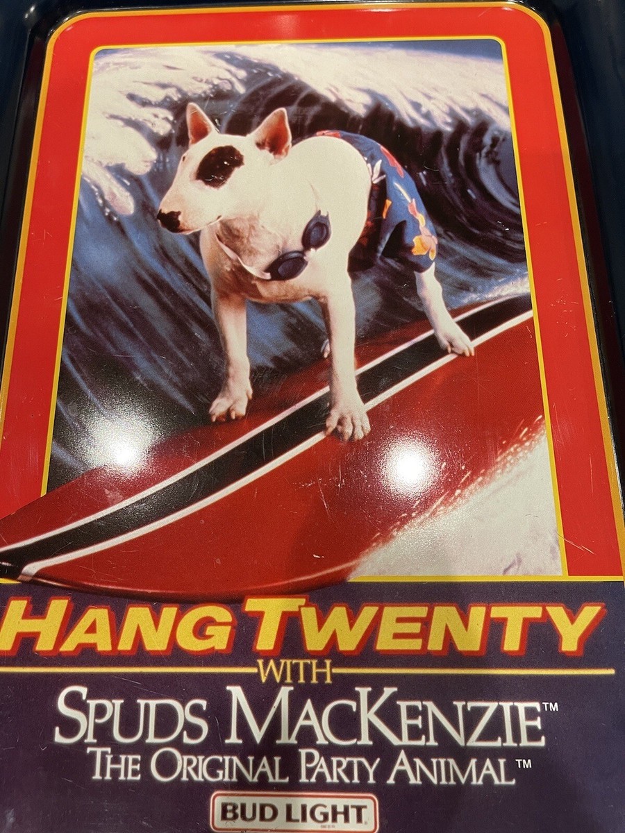 1986年　BudLight スパッズマッケンジー パブミラー　時計　看板　バー RARE Vintage 1987 Spuds Mackenzie Dog Bud Light Beer 2 Sided