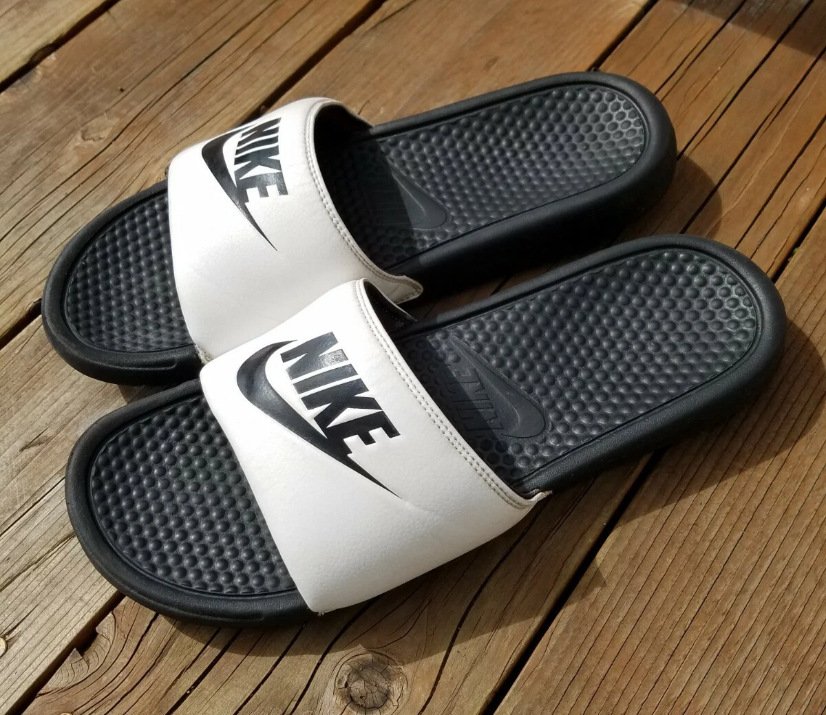 Bemyndige Alfabetisk orden sikkerhed Nike Benassi JDI White Black Sandals Slides Slippers 343880-100 Men&#039;s  Size 13 | eBay