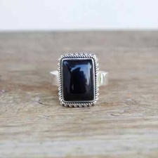 Glorious Black Onyx Gemstone 925 Sterling Silver Handmade Ring All Size AR-7