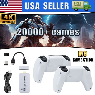 Video Game Console Retro 20000+ Games TV Stick 64G 4K HDMI 2Wireless Controller