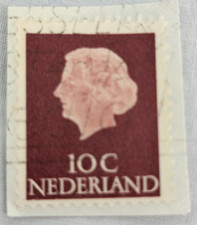 Netherlands Postage ~ Queen Juliana ~ Brown 10₵ Stamp ~ Posted ~1953 ~ B191