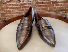 Franco Sarto Brushed Gold Leather Wynne Pointed Toe Loafer 7 New