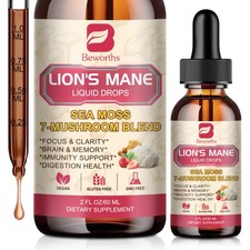 60ML Lions Mane Mushroom Extract Organic Non GMO Tincture Liquid Herbal Drops