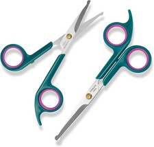 Pet Grooming Scissors Set 2 Stainless Steel Round Tip Dog Cat Hair Shears