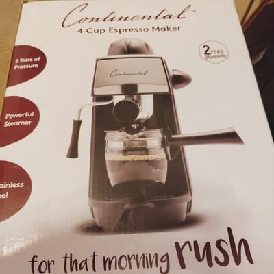 NEW Continental Electric CP-CE009 Espresso Maker 5-Bar, 1 to 4-Cup Black