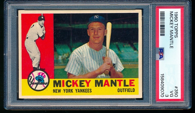1960 Topps Mickey Mantle #350 PSA 3 ++ Centered beauty, looks ex, no creases