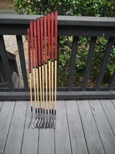 EXCELLENT 9-Club Set Antique Faux Wood Shaft Walter Hagen International Irons
