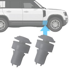 2x White Plastic Clip for Front Wing lower trim Sill panel for New Defender L663