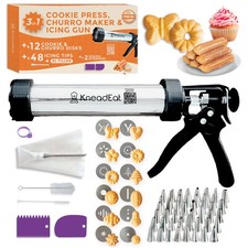 Máquina de churros KneadEat Premium 68 piezas - Kit de pistola de prensa de galletas Spritz - Pistola de glaseado. 12