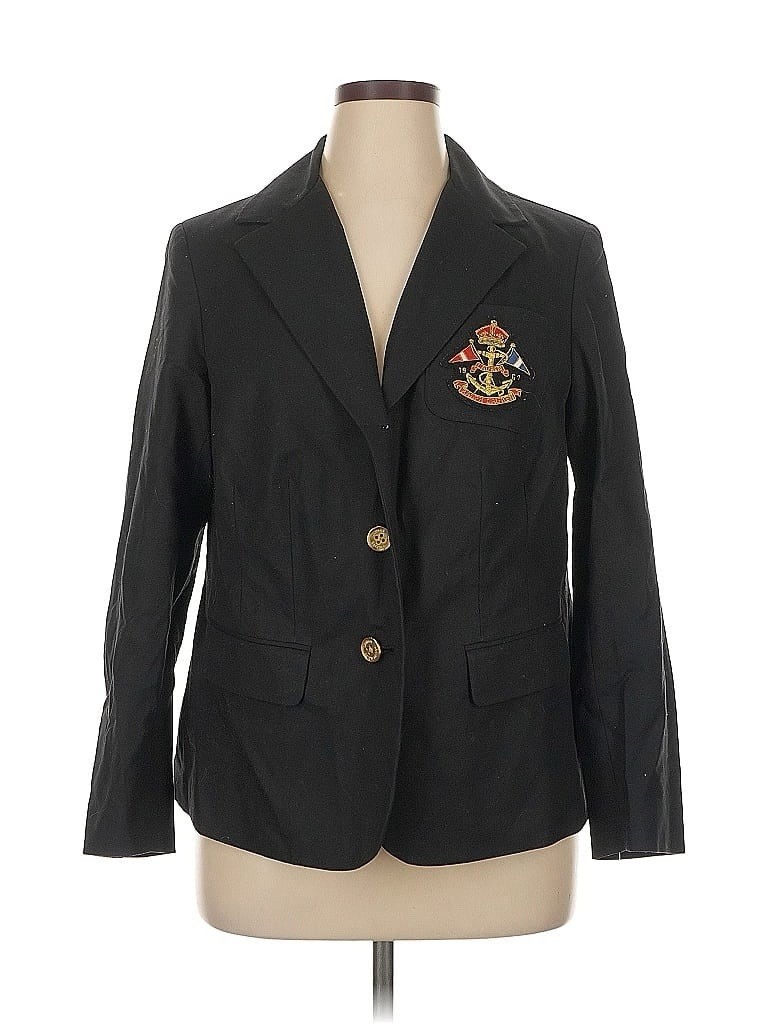 Lauren Ralph Lauren Women’s Black Blazer Gold Logo Emblem 14W