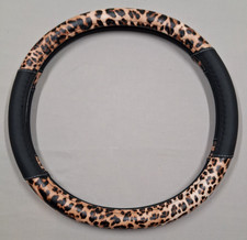 New Leopardcheetah Print Black Pvc Leather Steering Wheel Cover