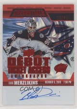 2019 Credentials Debut Ticket Access Autos Red 12/65 Elvis Merzlikins Auto 1u6