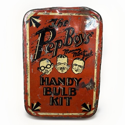 #ad Early Vintage THE PEP BOYS Handy Bulb Kit Tin 5 Bulbs More Manny Moe amp; Jack $35.00