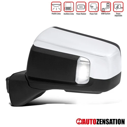 Fit 2019-2025 GMC Serria 1500 Chrome Left Driver Side Power Fold Mirror+Heat BSM