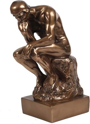 Premium Cold Cast Bronze Thinker Statue - 12-Inch Museum Quality Figurine