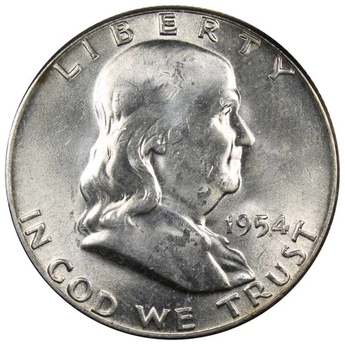 1954-P Franklin Half Dollar BU Brilliantly Uncirculated FULL BELL LINES A2736
