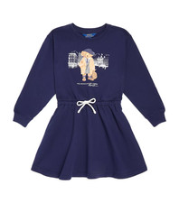 Polo Ralph Lauren Bear Logo Sweatshirt Dress Blue Drawstring Girl's 6x Nwt 80