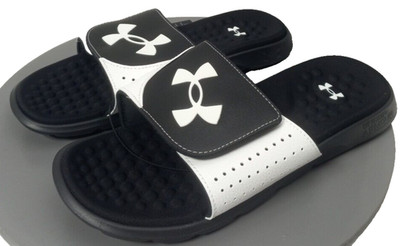 Under Armour Ignite Pro Slides Sandals White Black Mens Sz 9