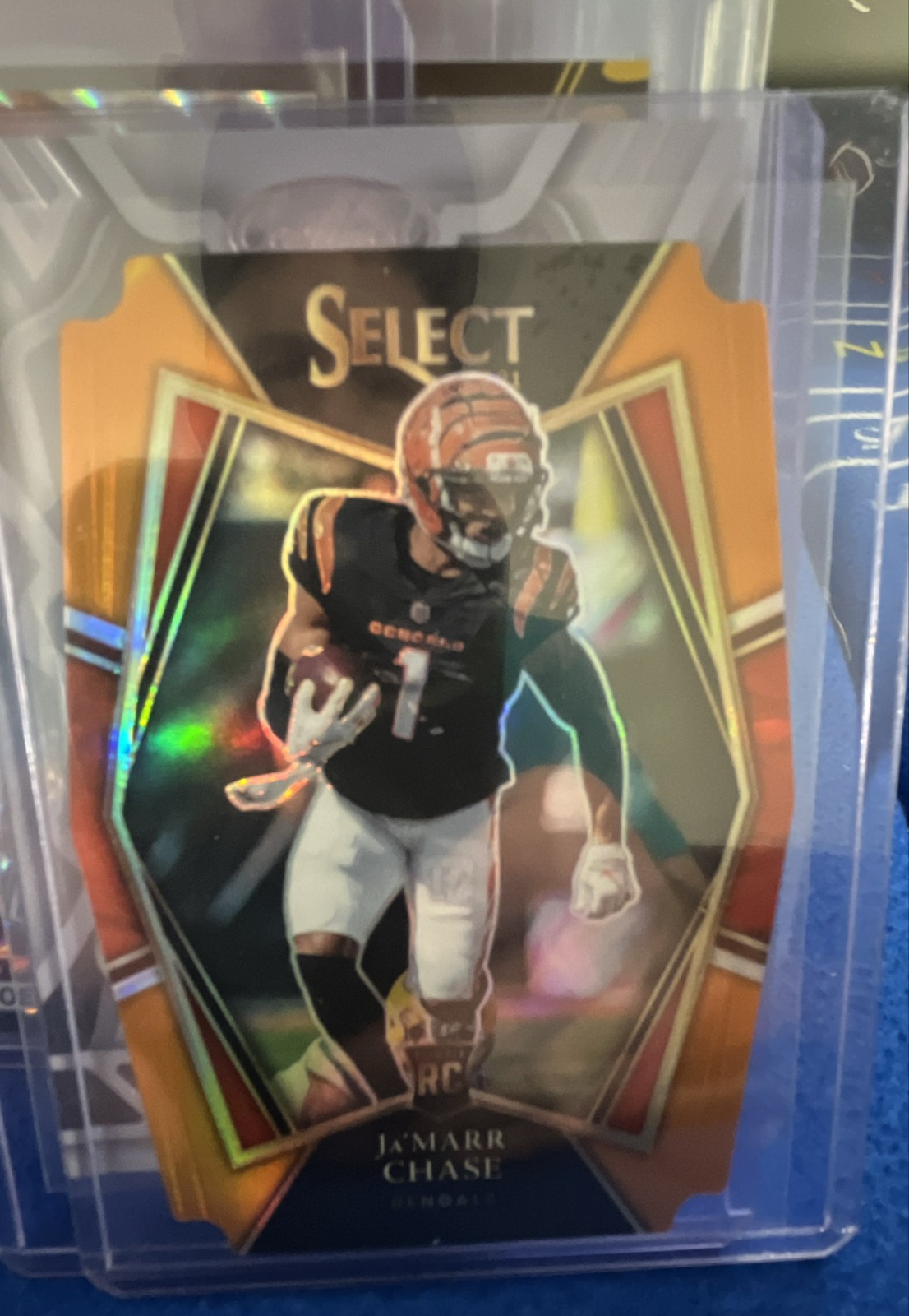 2021 Panini Select - Premier Level Ja'Marr Chase #147 Orange Prizm Die-Cut /249
