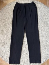 ST. JOHN Basics Size 10 Santana Knit Pleats Tapered Pants Black Pockets