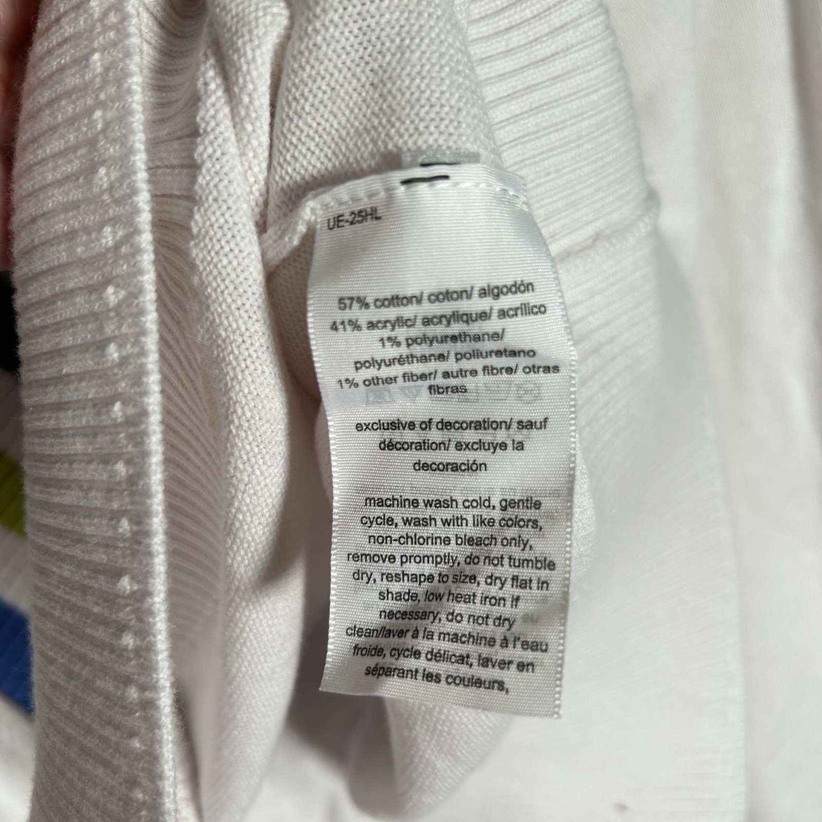 Tommy Hilfiger Women's White Striped-Trim Cropped V-Neck Sweater Top Size L NEW thumbnail 6