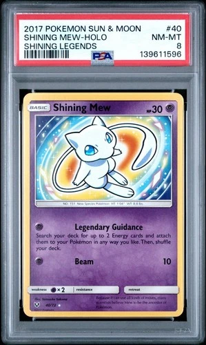 2017 POKEMON SUN & MOON SHINING LEGENDS #40 SHINING MEW-HOLO PSA 8
