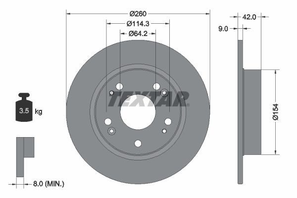 2 X Bremsscheibe Textar 92164303 FüR Honda-image