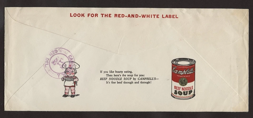 CVR wDUAL INFO. ILLUST.CAMPBELLS SOUP AD + BETSY ROSS FDC inc. RETURN TO WRITER - Image 4 of 4