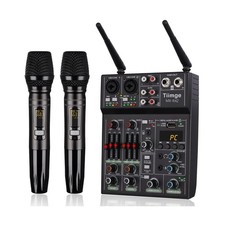 Professional Audio Mixer With Dual Wireless Microphone, Sound Board Console S...