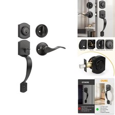 Probrico Front Door Lock Set Black Front Door Handle Set, Entry Door Locksets
