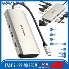 USB C Hub Multi Laptop Docking Station Quad Triple Monitors HDMI VGA DP USB A