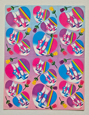 VTG Lisa Frank Sticker Sheet Complete Rare  S160 Ballet slippers and hearts
