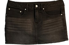 FASHION NOVA Black Acid Wash Denim Mini Skirt NWT Sz M Whimsigoth Streetwear