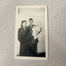 Military Family 1940s Snapshot Photograph WWII Soldier Baby Americana